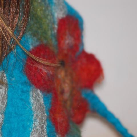 Nuno Felt Silk Scarf - Flower Detail (Turquoise)